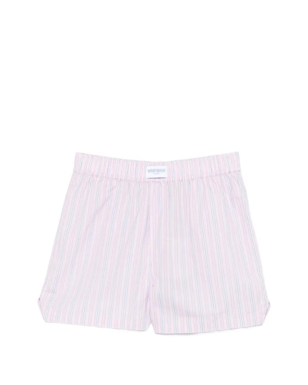 WRSTBHVR White Short À Patch Logo Et Rayures Verticales