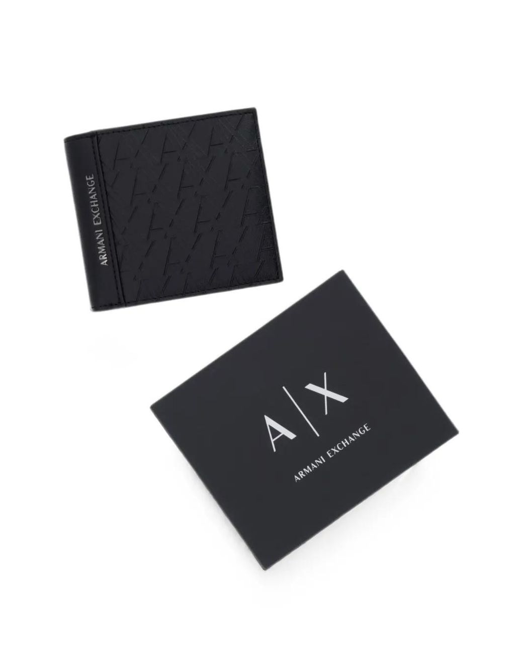 ARMANI EXCHANGE Black Monogram-Embossed Wallet for men
