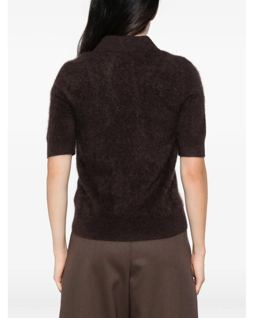 ABSOLUT CASHMERE Black Margot Button-Up Polo Sweater