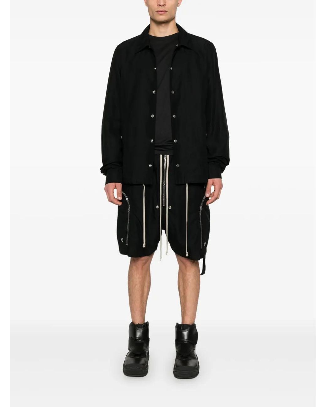 Rick Owens Black Front Press-Stud Fastening Jacket for men