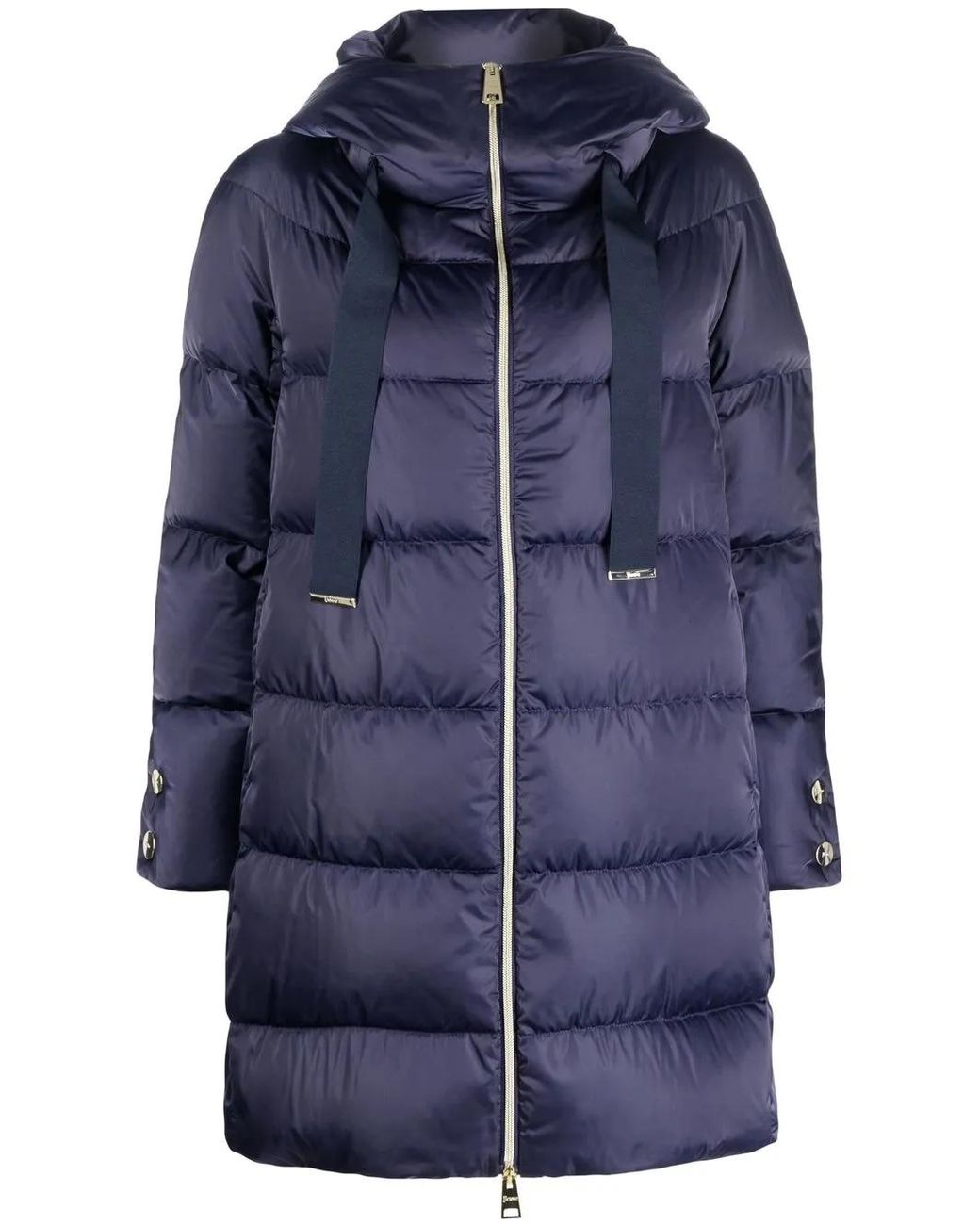 Herno Blue Long Puffer Coat With Buttons