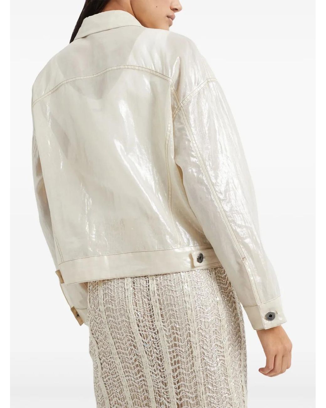 Brunello Cucinelli Natural Coated-Finish Cotton Jacket