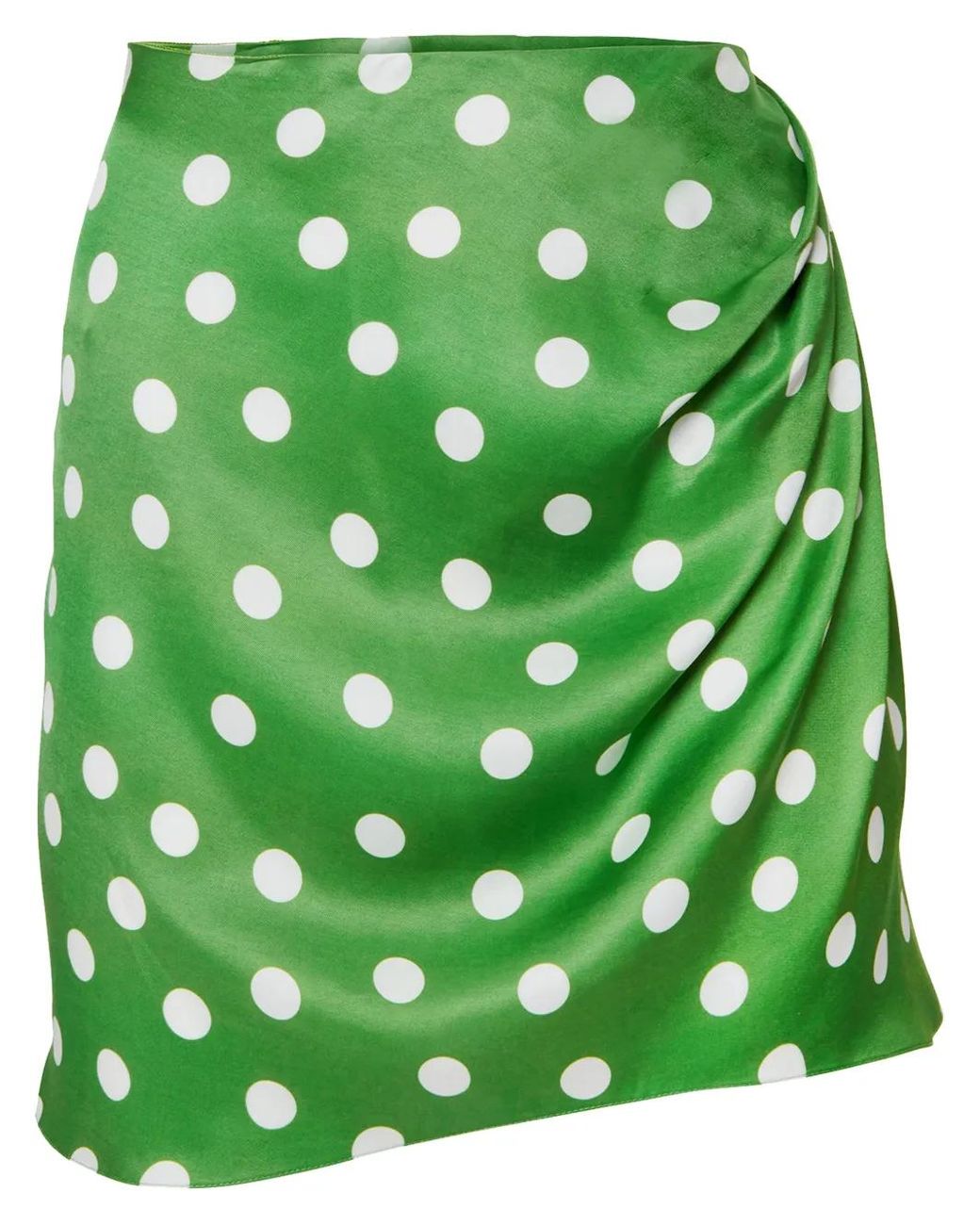 Carolina Herrera Green Polka-Dot Print Ruched Skirt