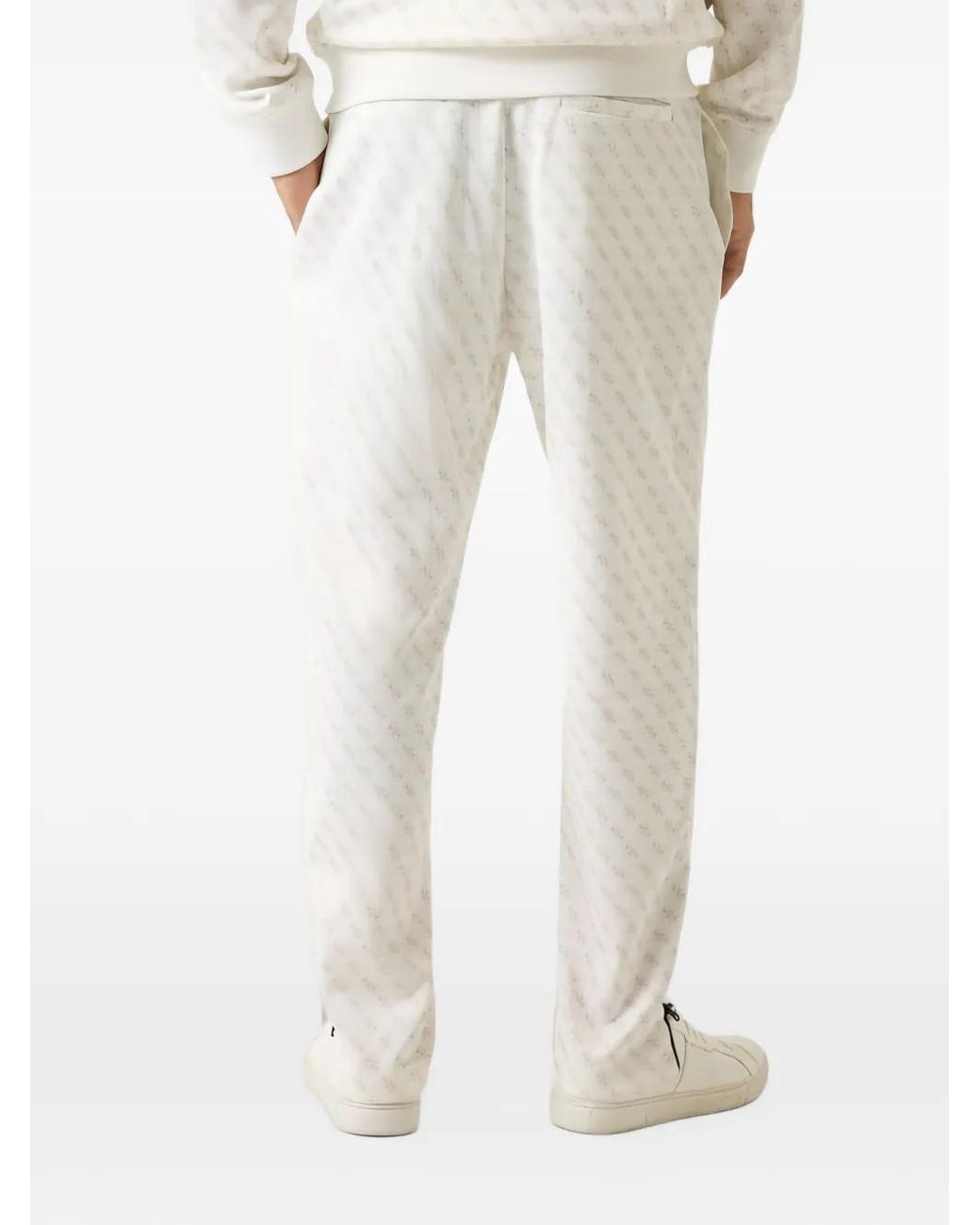 Guess White Patterned Zip Track Pants for men
