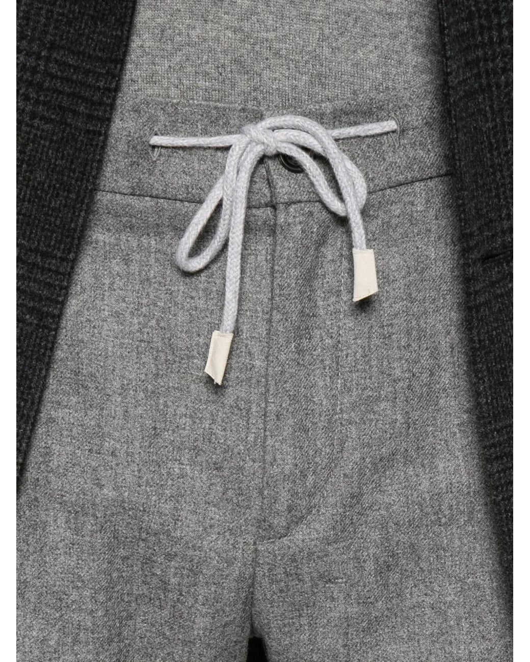 Eleventy Gray Drawstring Pleated Trousers for men