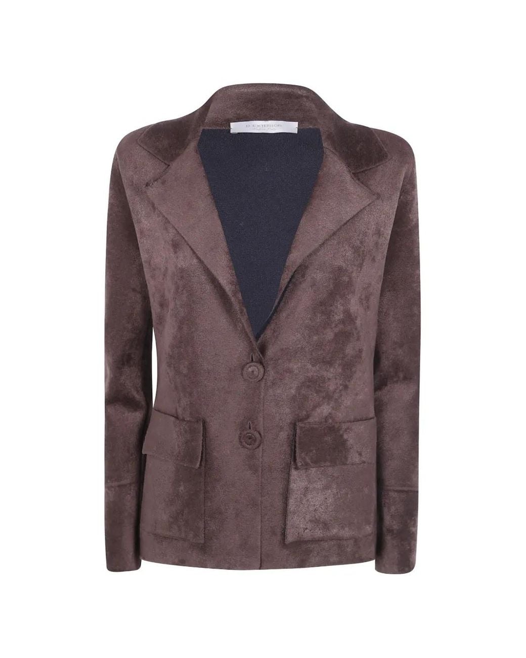 D.exterior Brown Suede-Effect Button-Up Jacket