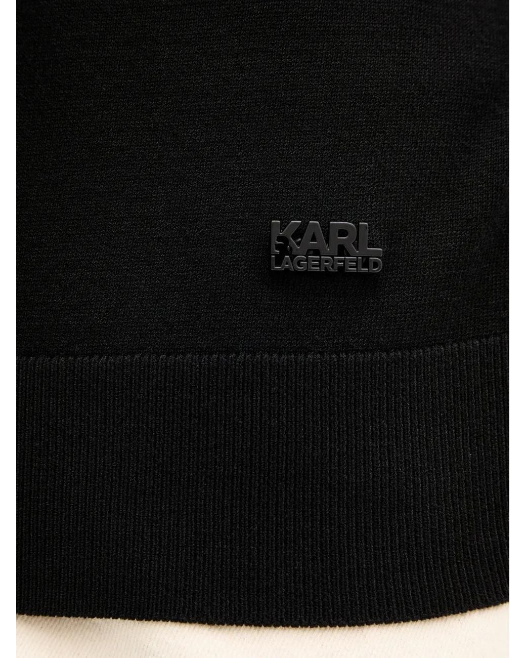 Karl Lagerfeld Black Logo-Lettering Crew-Neck Top for men
