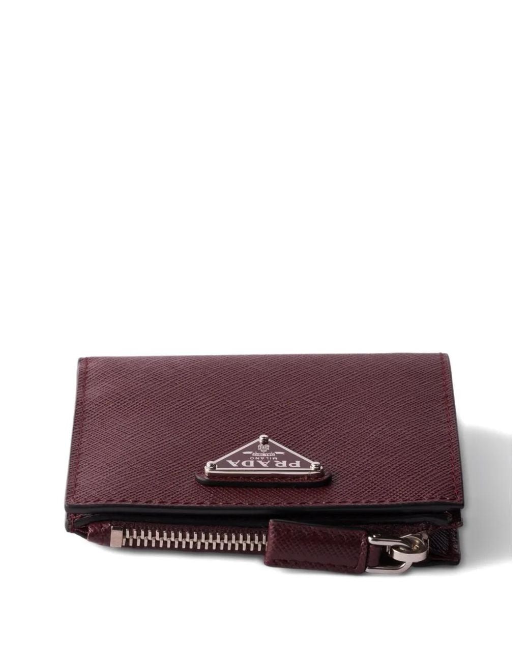 Prada Purple Small Triangle Logo Saffiano Leather Wallet for men