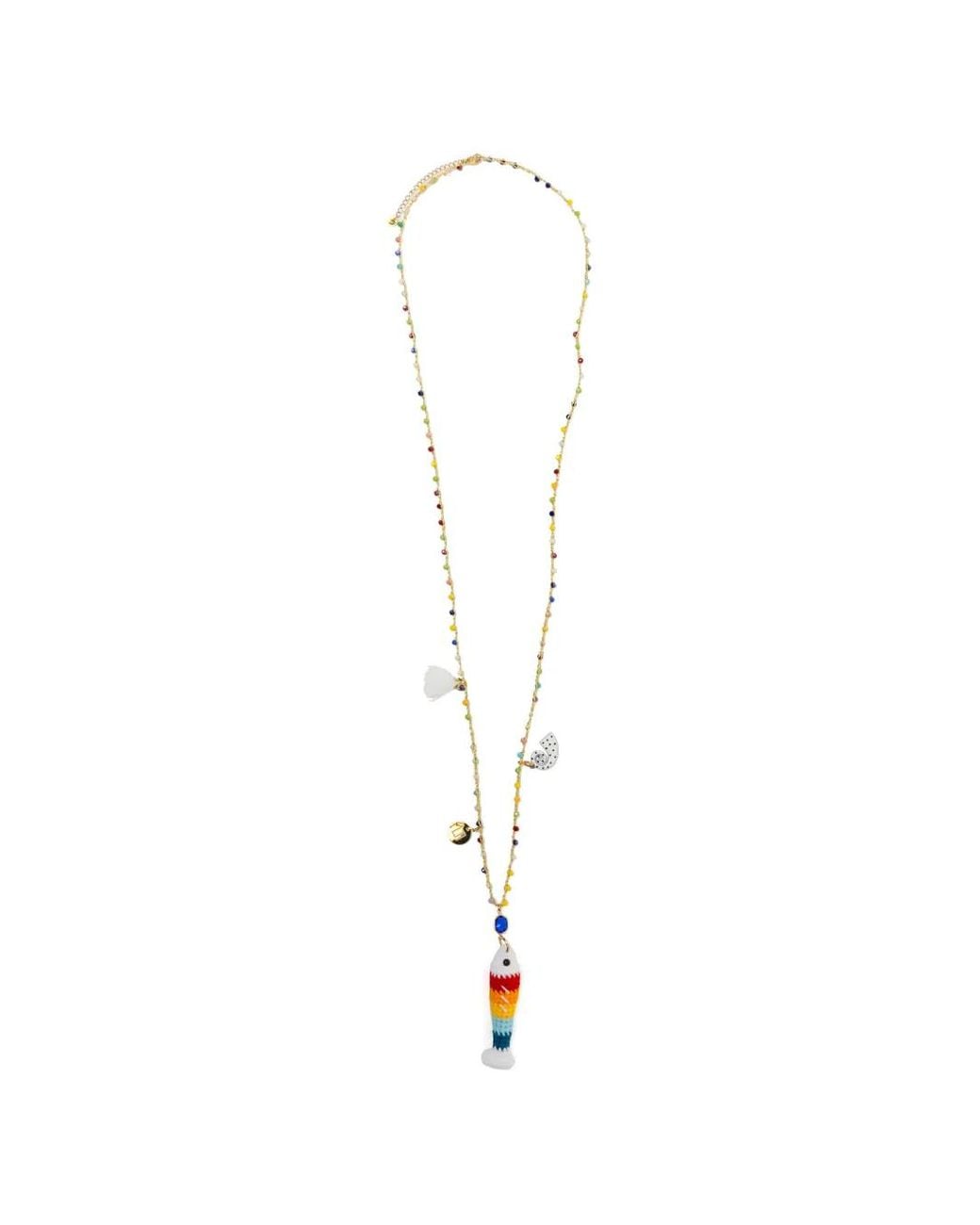 BLAKLACE White Beaded Charm Necklace