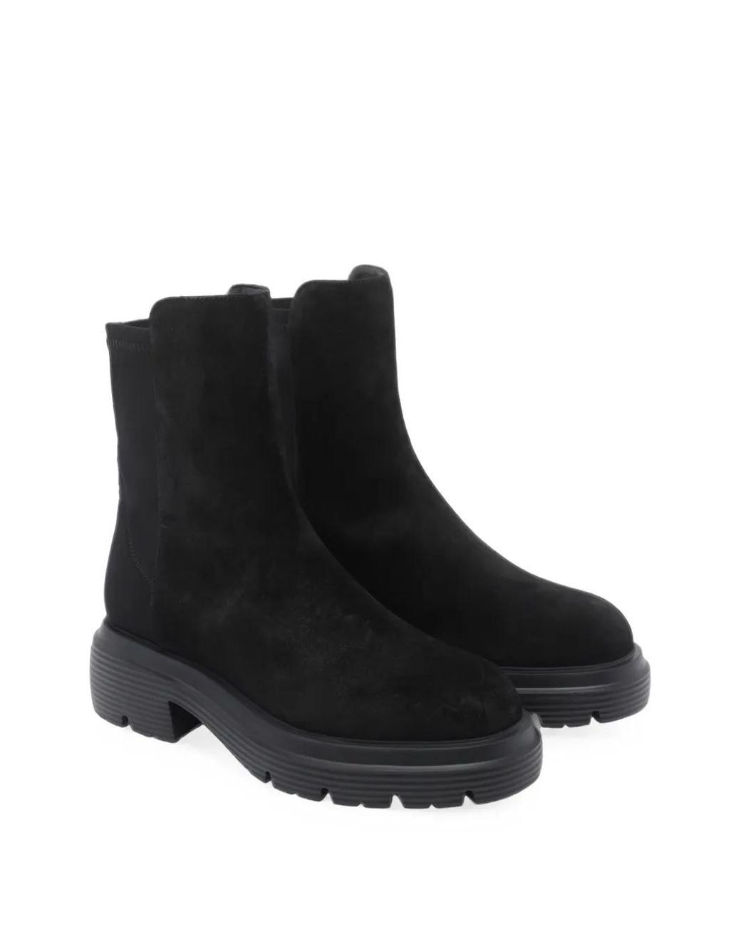 Stuart Weitzman Black Lug-Sole Ankle Boots