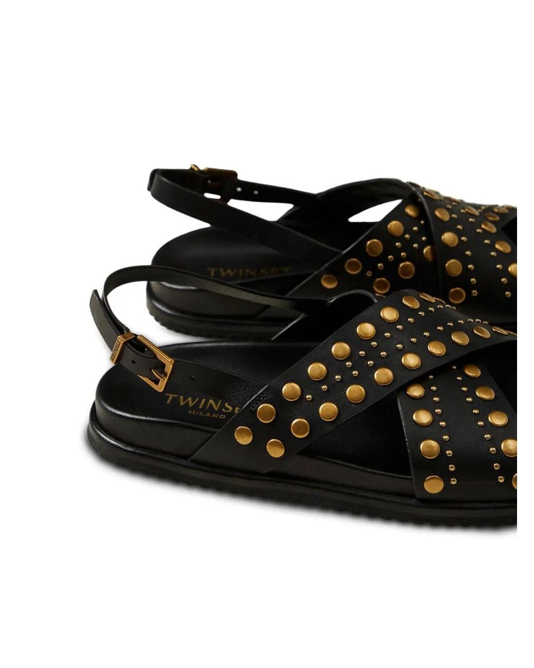 Twinset Black Crossover Strap Sandals