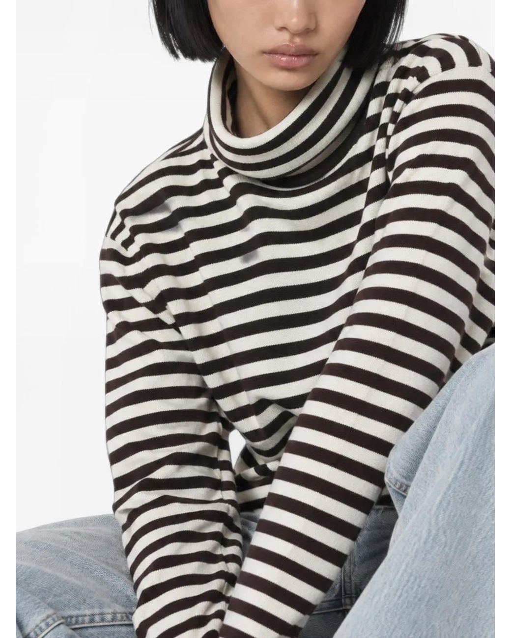 Max Mara Black Striped Roll-Neck Sweater