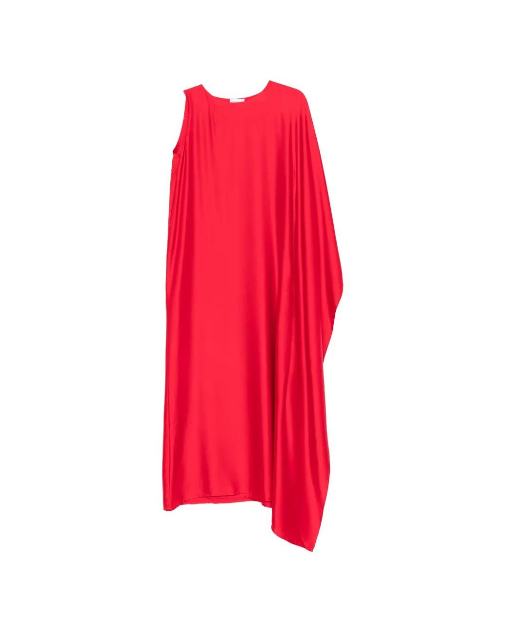 Silkylicious Red Muse Asymmetrical Maxi Dress