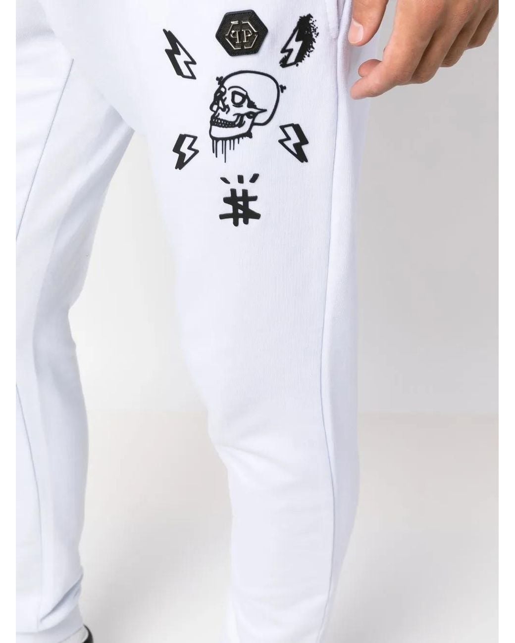 Philipp Plein White Hexagon Tapered Track Pants for men