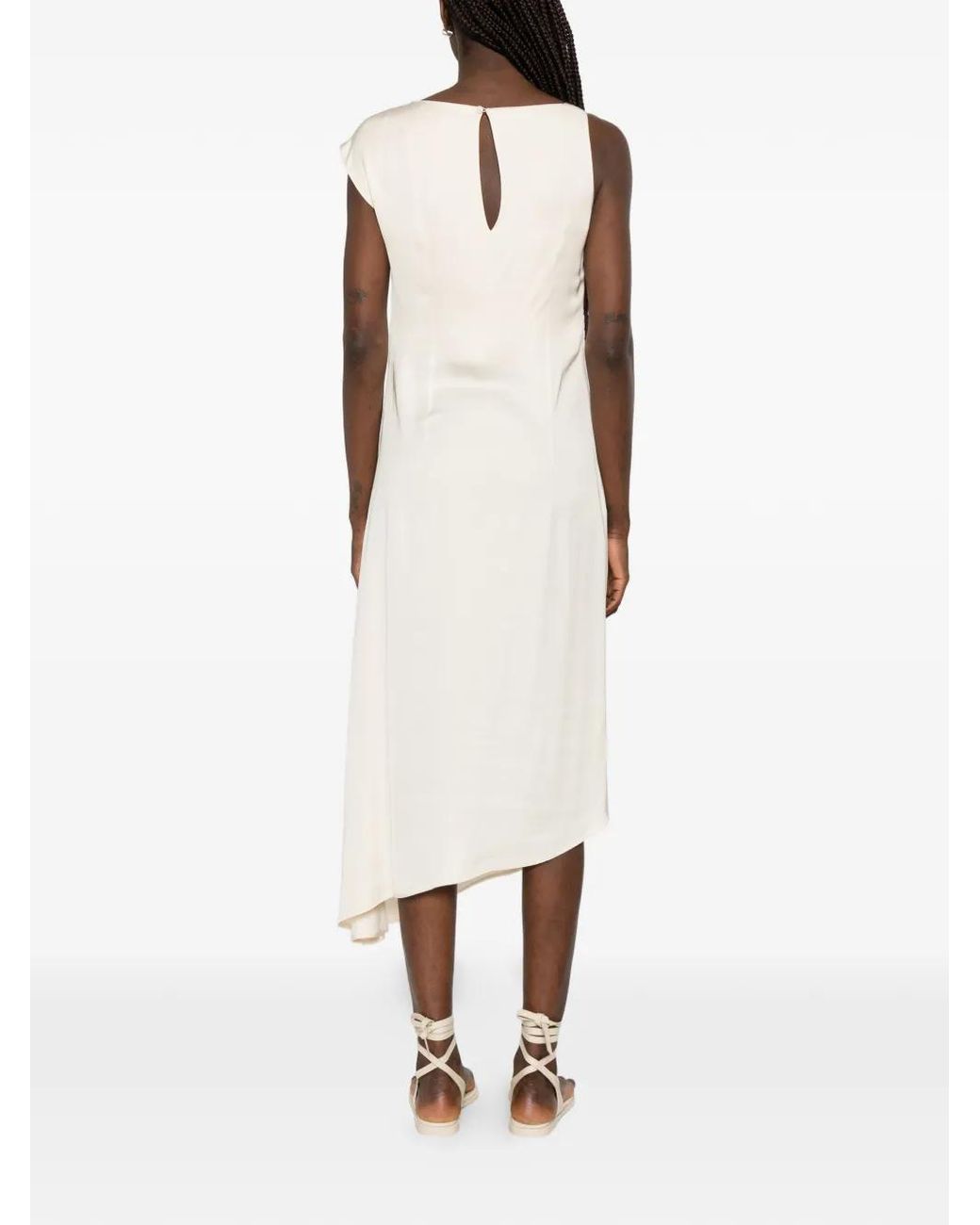 Peserico White Embellished Draped Dress