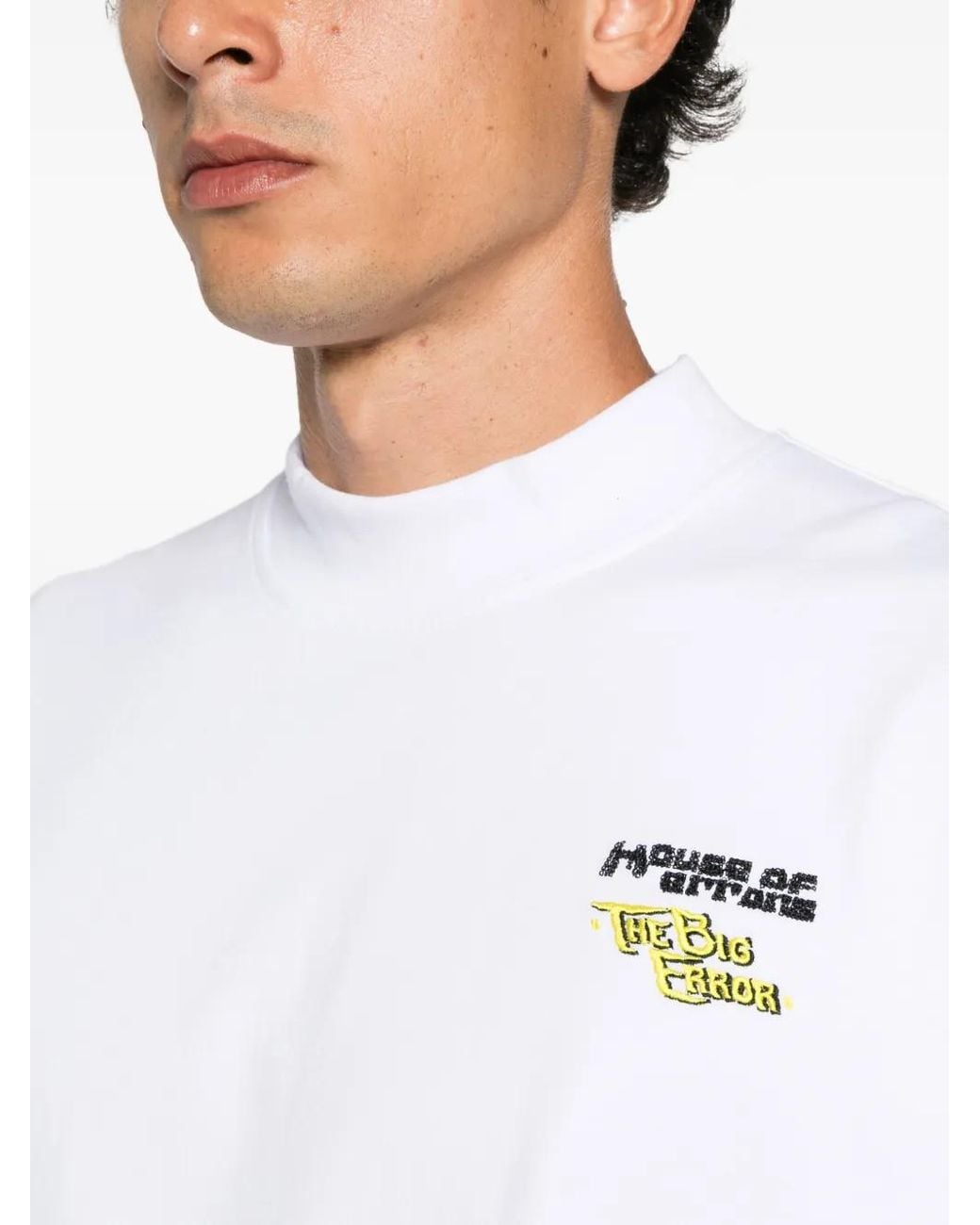 House of Errors White Graphic-Print High-Neck T-Shirt for men