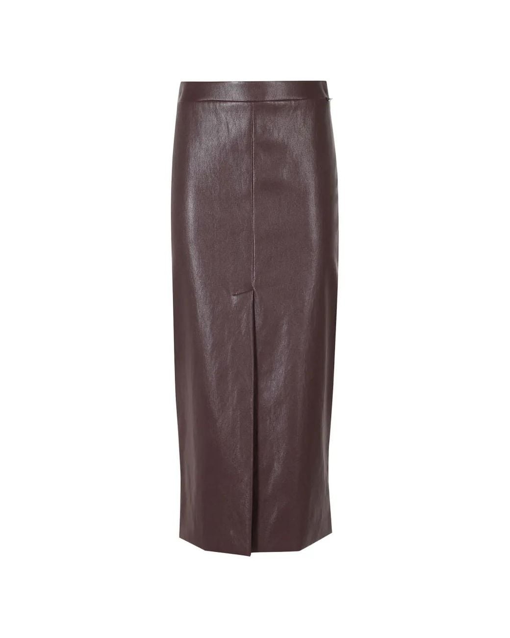 Herno Brown Burgundy Faux Leather On A Woven Base Midi Skirt With Stainless Steel Thread And Pu Coating