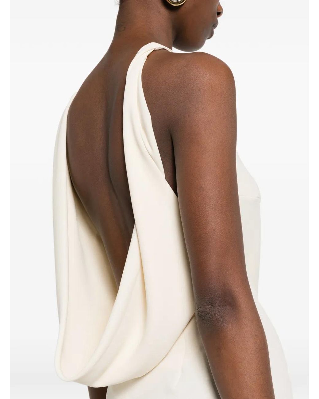 ANDAMANE White Carmen Ruffled Midi Dress