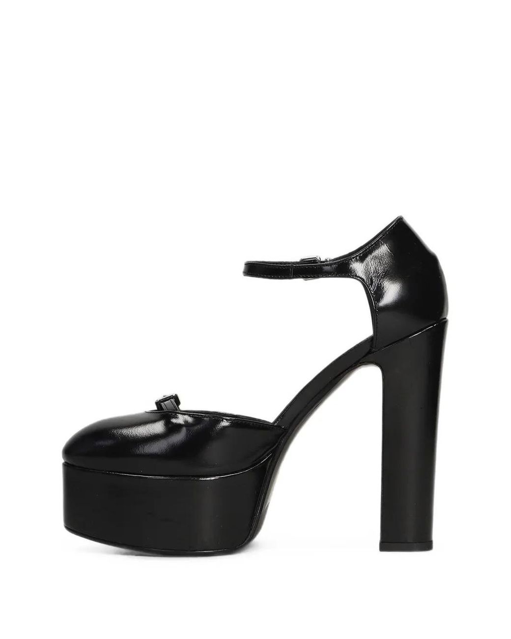Chantal Black Buckle-Detail Platform Pumps