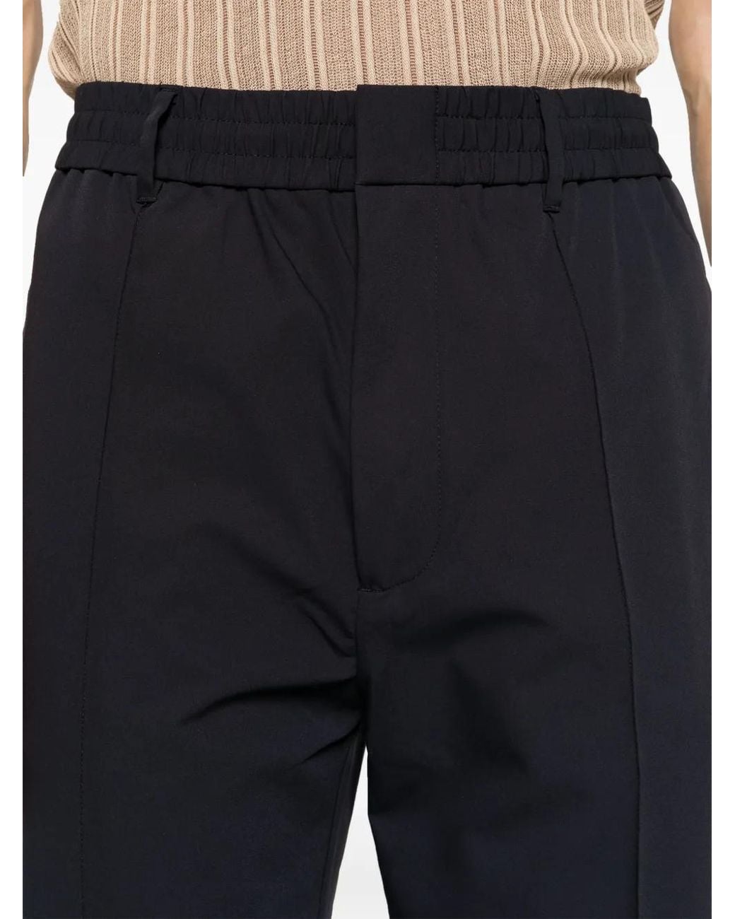 Emporio Armani Blue Elasticated-Waist Tapered-Leg Trousers for men