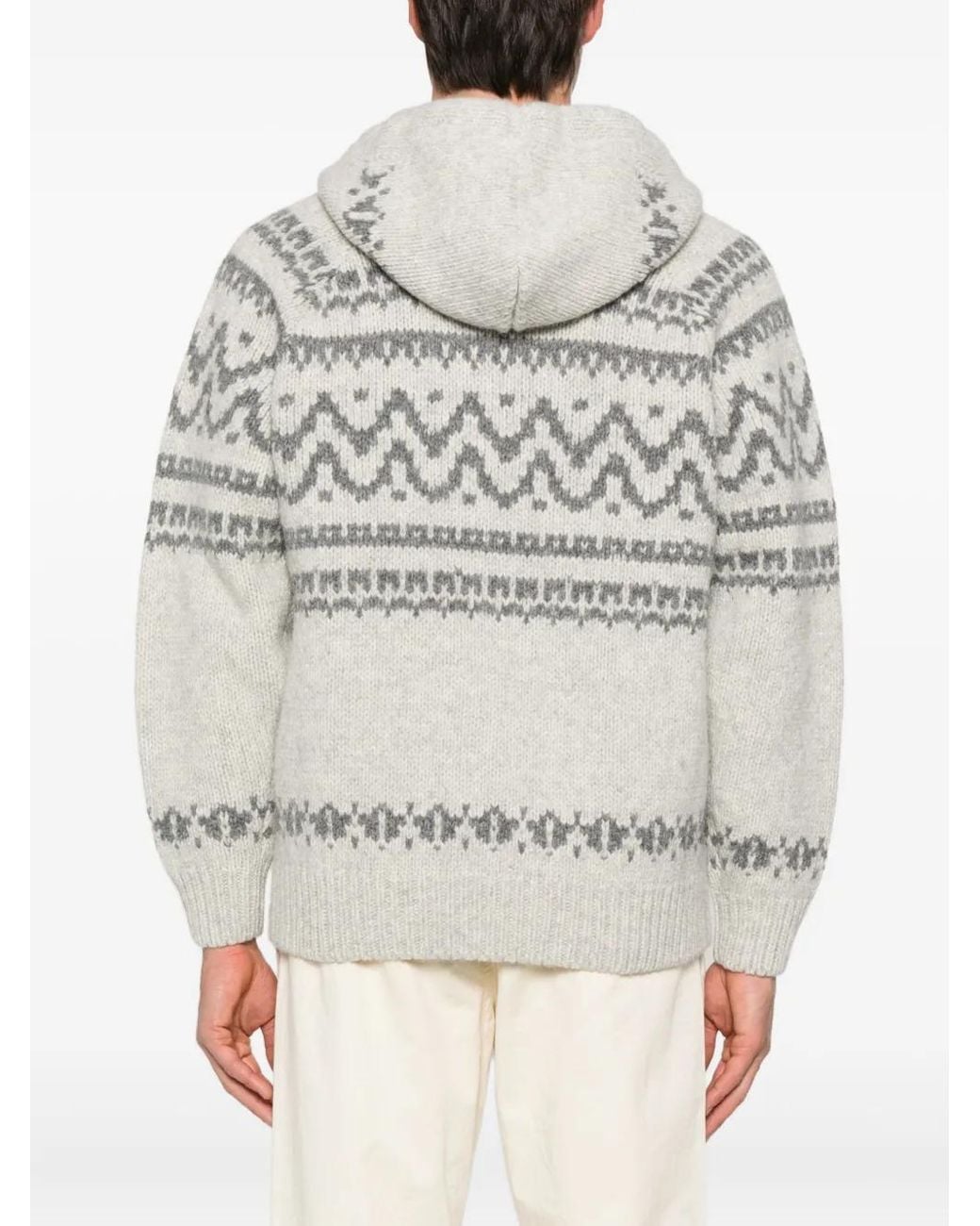 C P Company Gray C.P.Company Patterned Knitted Hoodie for men