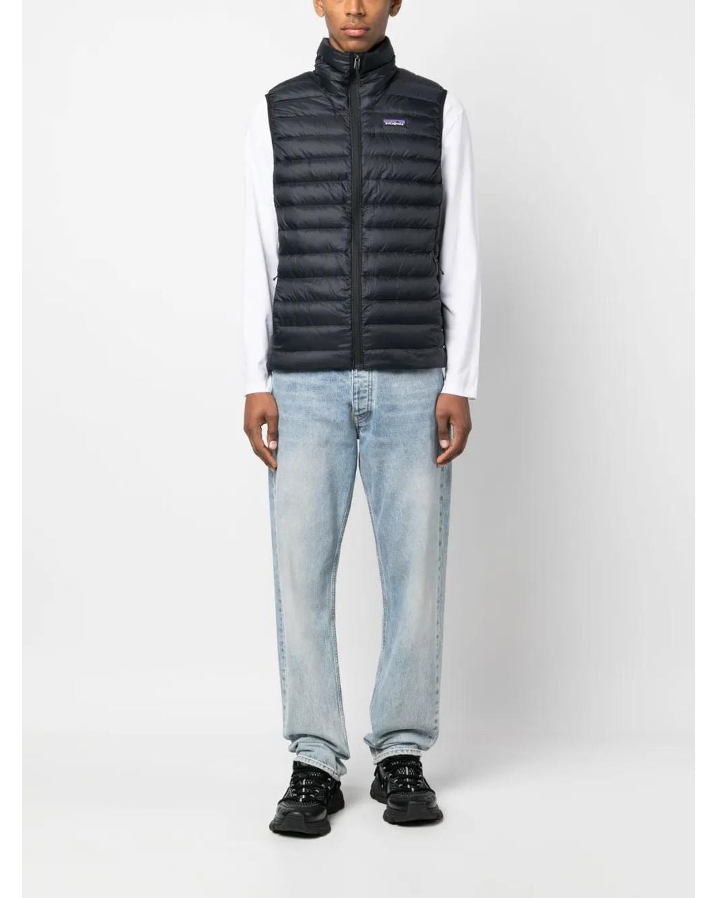Patagonia Blue Logo-Patch Feather-Down Gilet for men