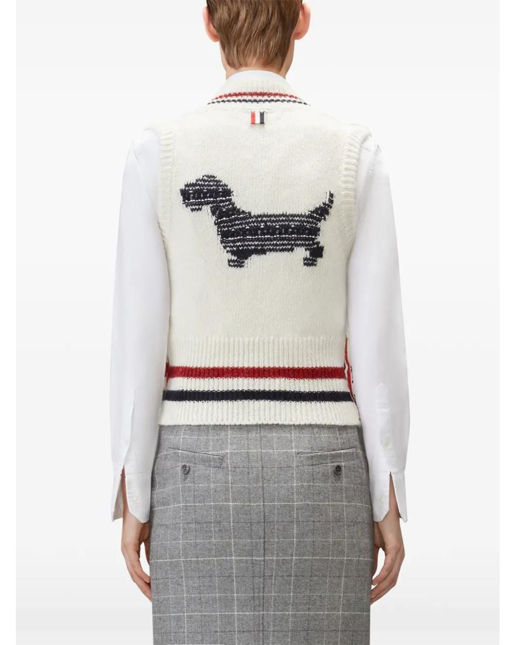 Thom Browne Gray V-Neck Vest