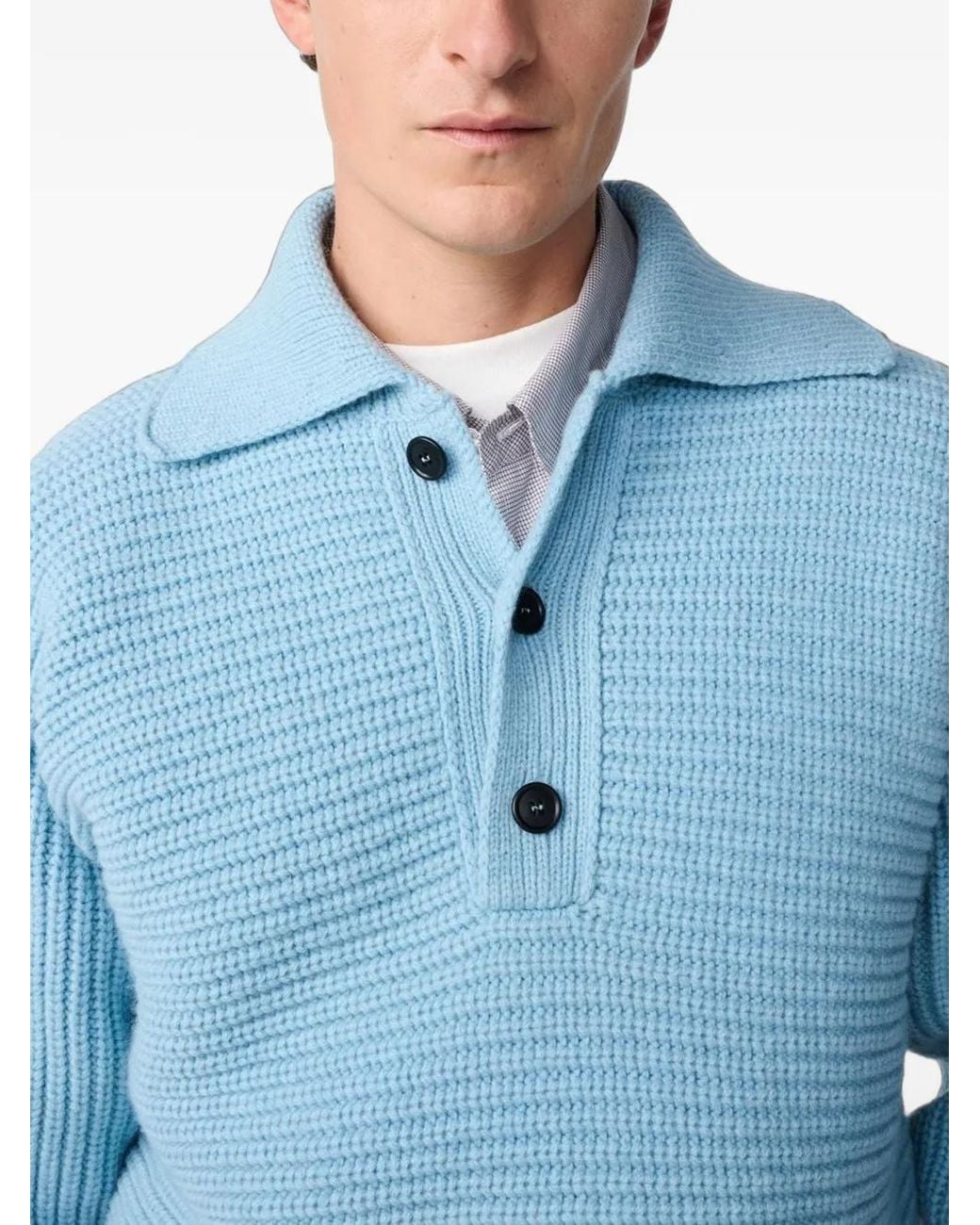 Studio Nicholson Blue Barrow Horizontal-Knit Sweater for men