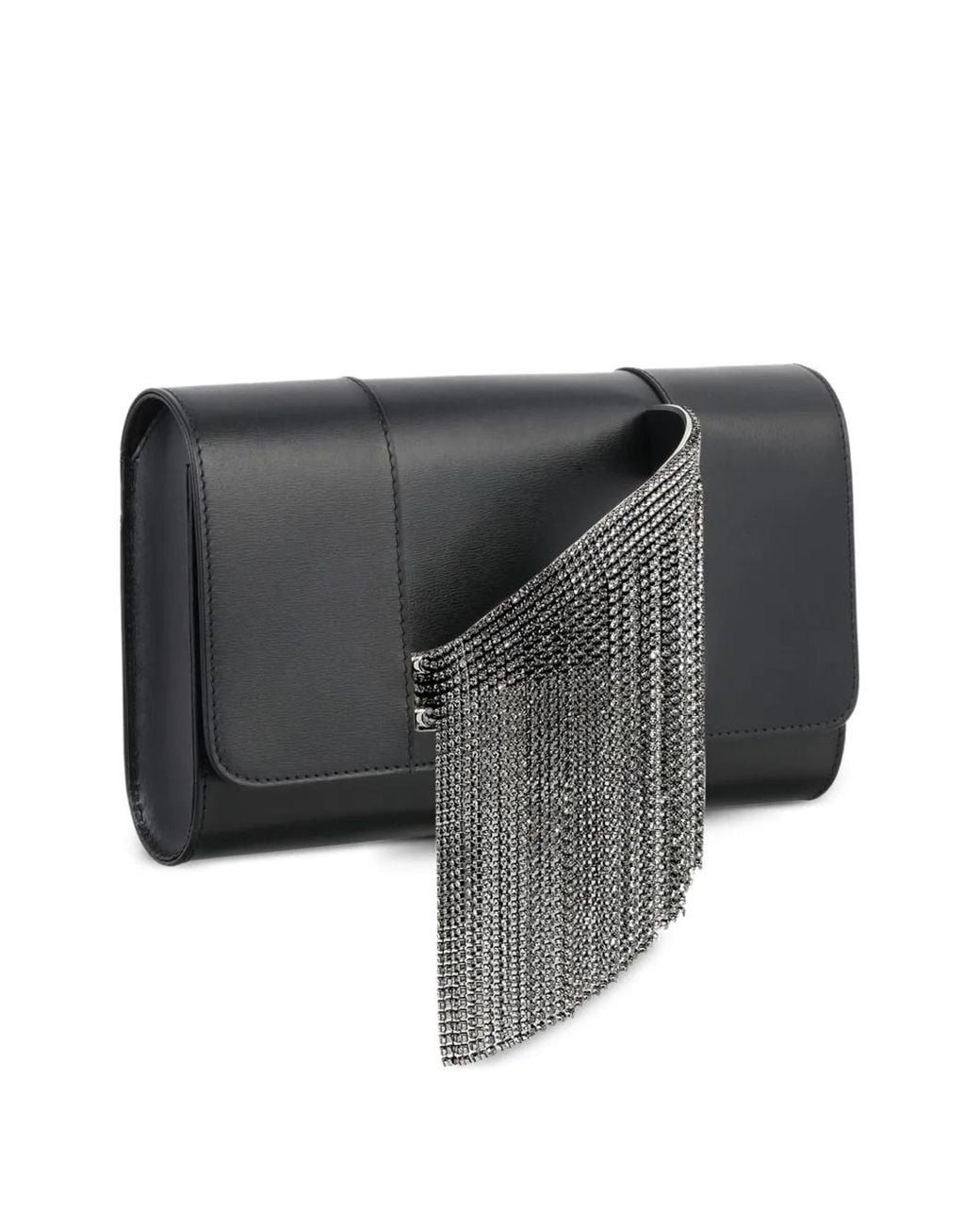 PERRIN Paris Black L'Eiffel Cascade Crystal-Embellished Clutch Bag