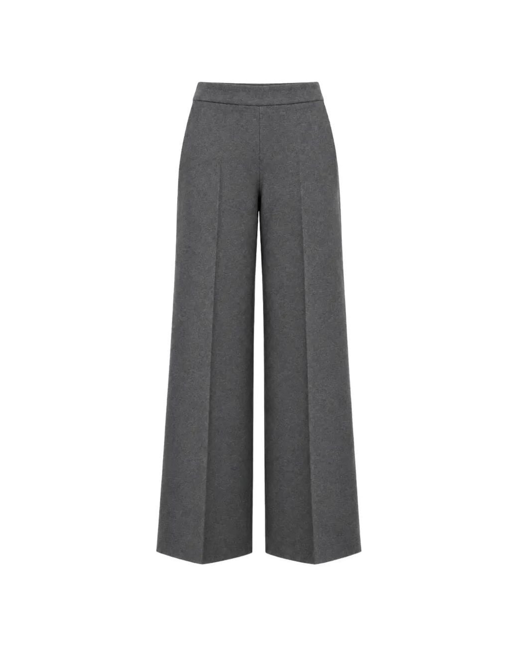 Liviana Conti Gray Pressed-Crease Wide-Leg Trousers