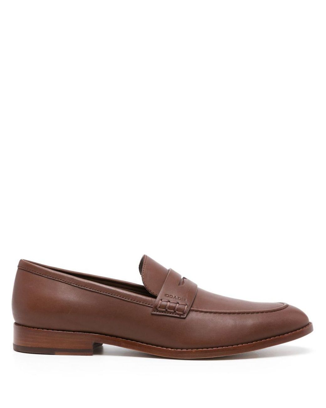 COACH Declan Logoembossed Leather Loafers in Brown for Men Lyst