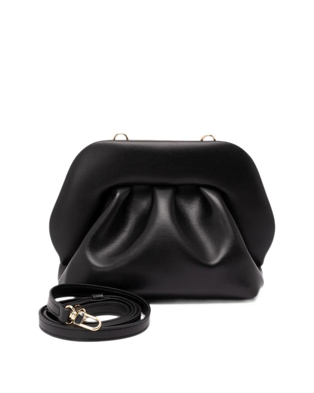THEMOIRÈ Black Small Bios Ruched-Detail Clutch Bag