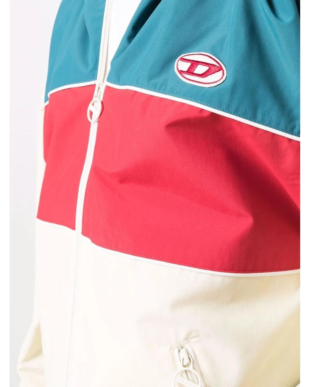 DIESEL Red Logo-Patch Hooded Jacket for men