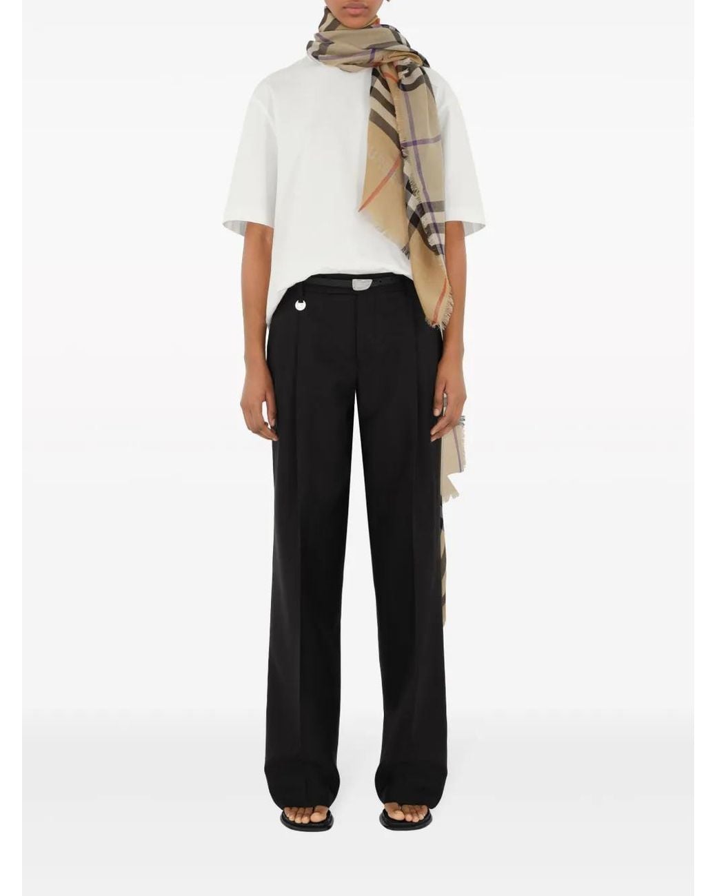Burberry Multicolor Wendbarer Check Sand Wool Silk Scarf