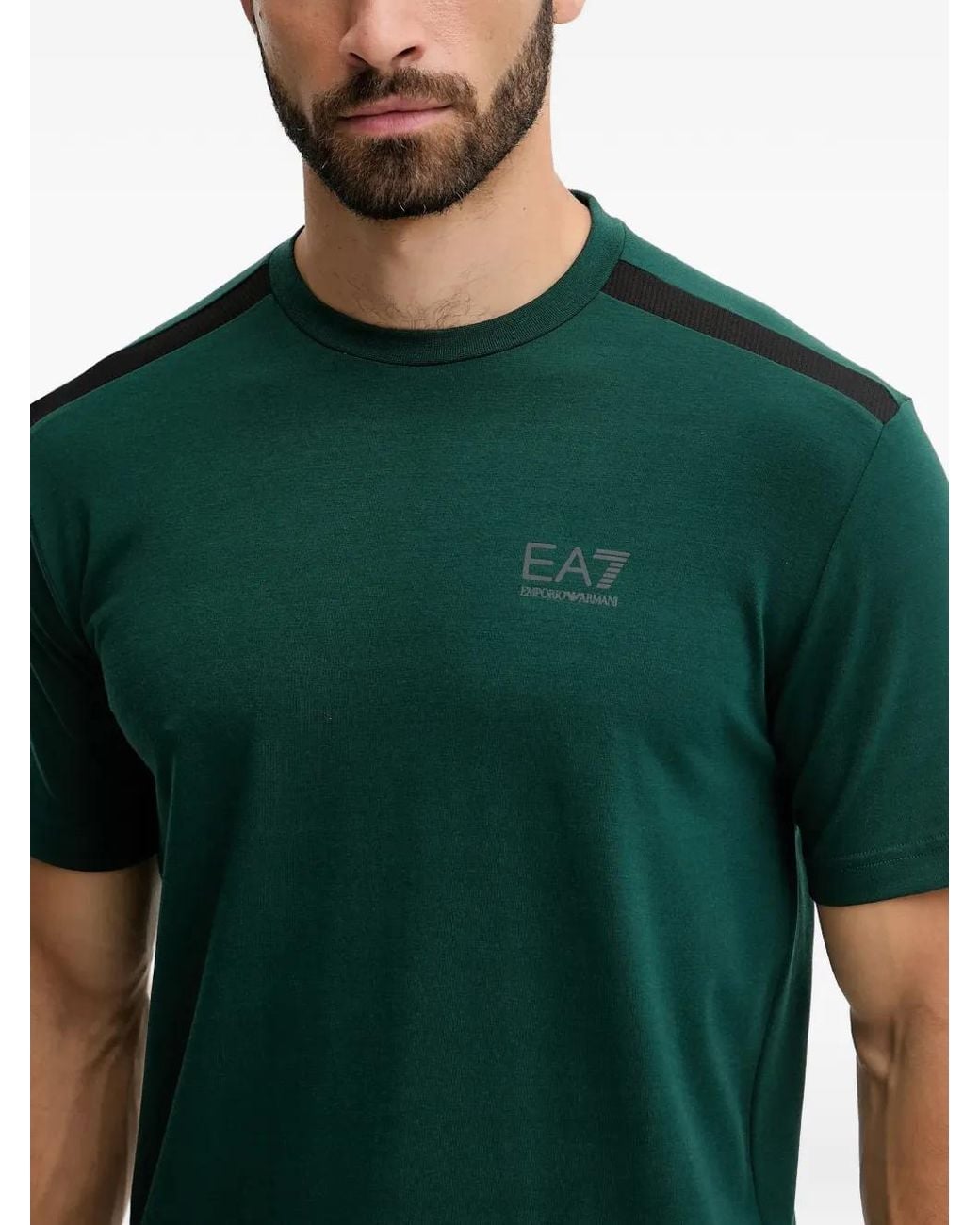 EA7 Green Logo-Detail T-Shirt for men