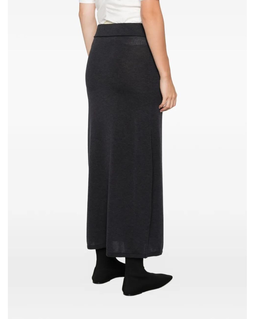 Totême Black Long Knit Skirt