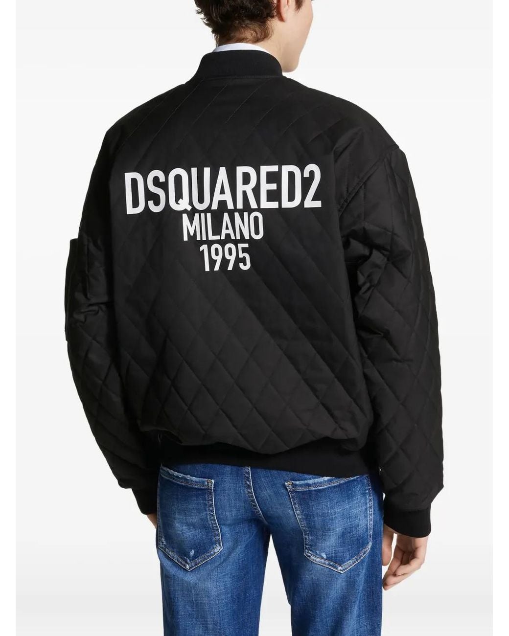 DSquared² Black Quilted Bomber Jacket