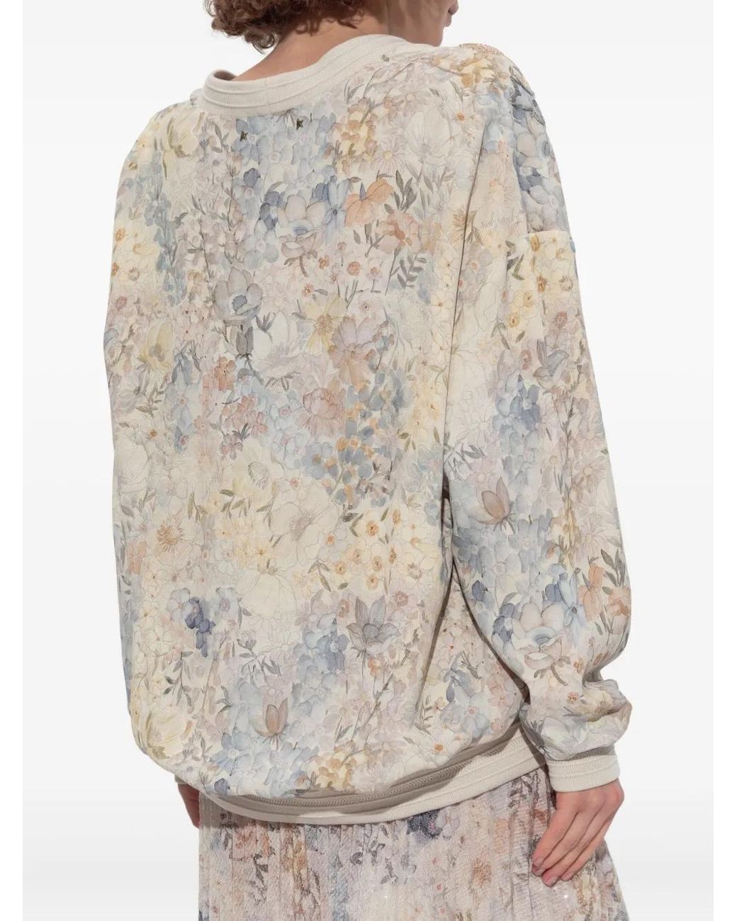 Golden Goose Deluxe Brand Natural Floral Sequin-Embellished Cardigan