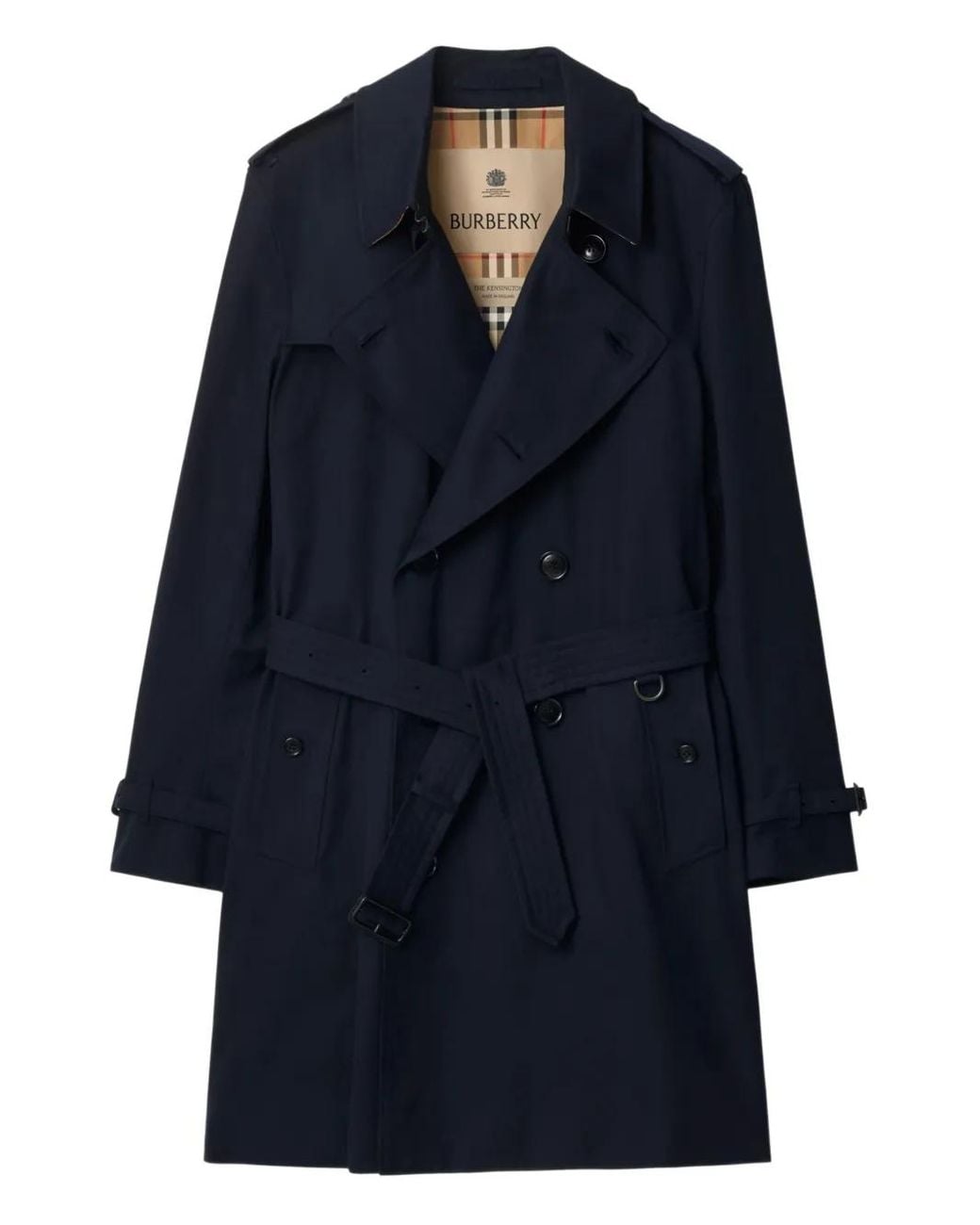 Burberry Blue Mid-Length Kensington Heritage Trench Coat for men