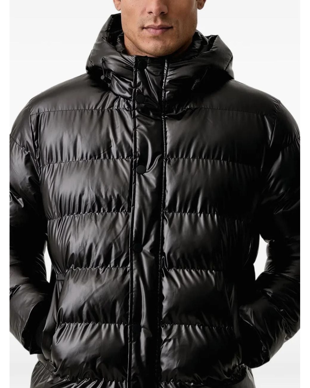 Karl Lagerfeld Black Quilted Hooded Jacket for men