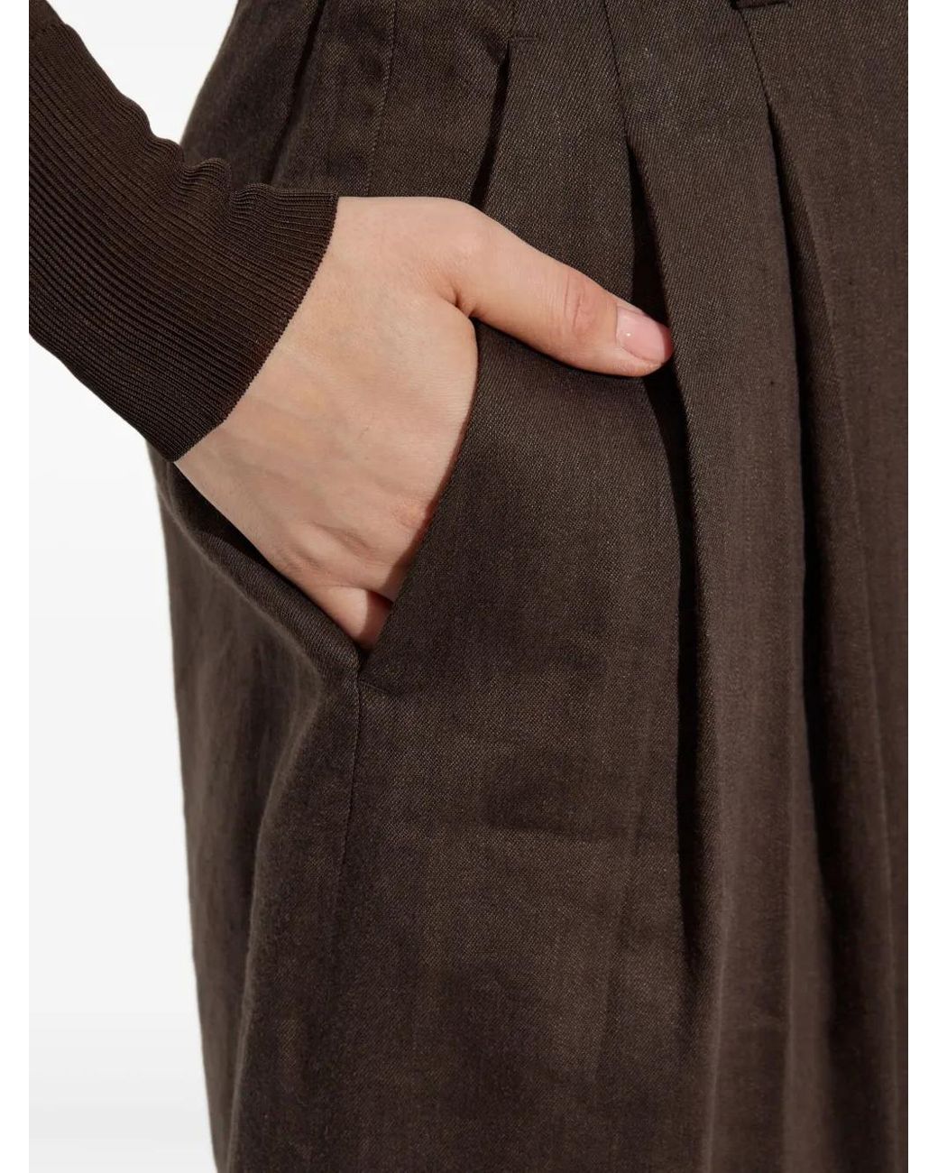 Helmut Lang Brown High-Waisted Belted Trousers