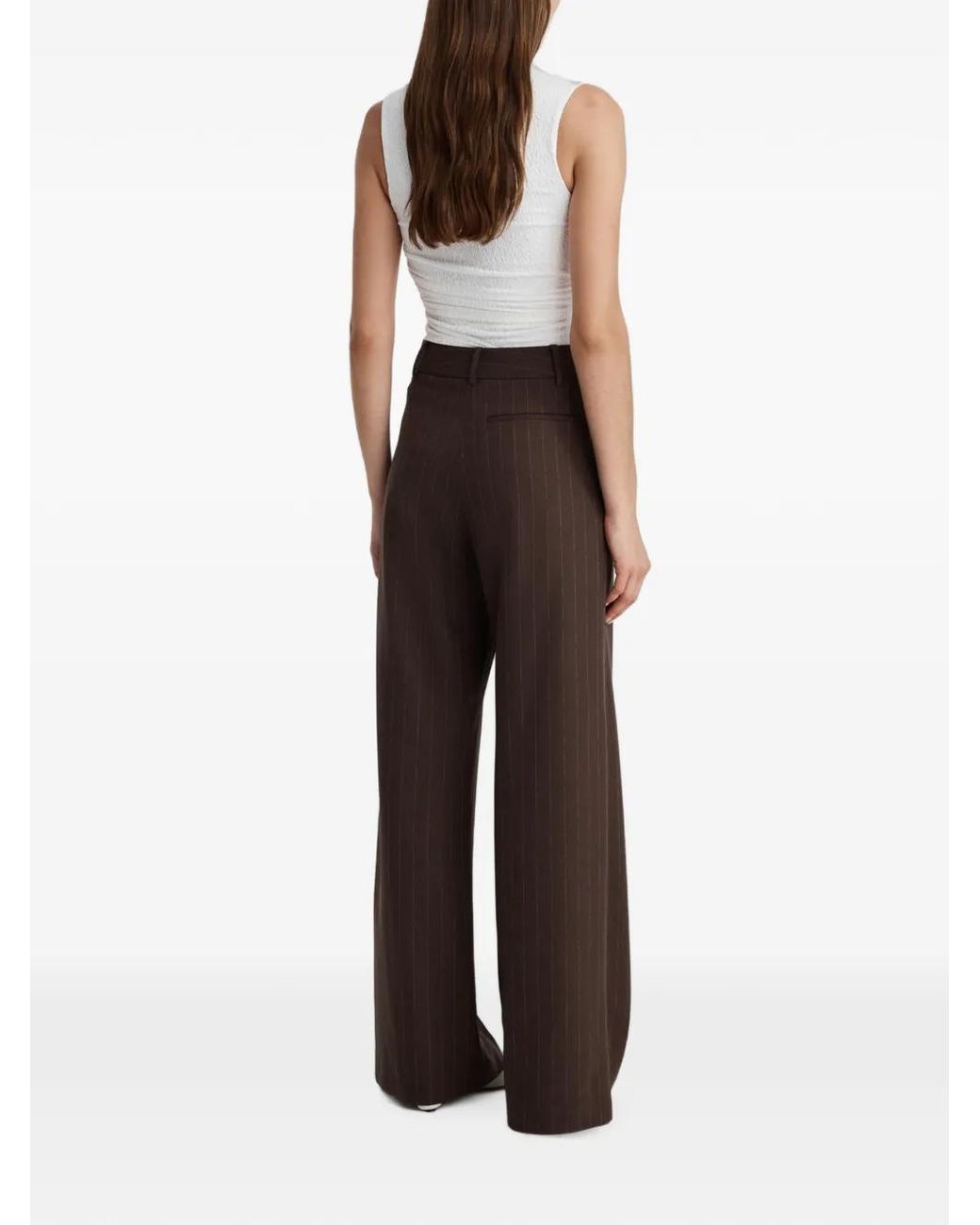 Anna Quan Brown Pantalon Adam À Rayures Craie