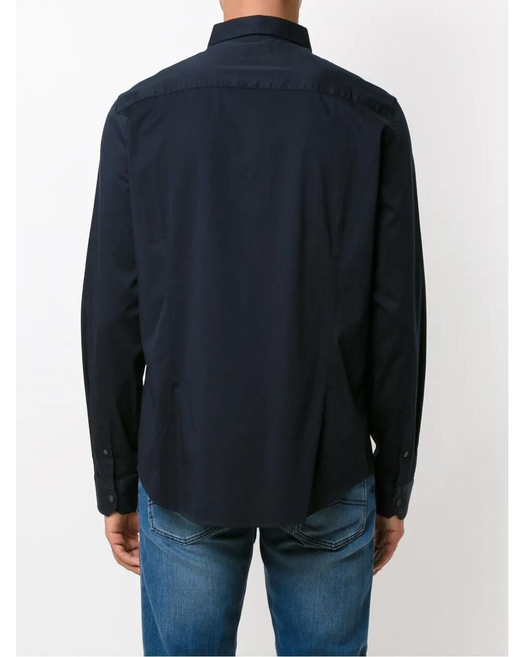 ARMANI EXCHANGE Blue Concealed Front Shirt for men