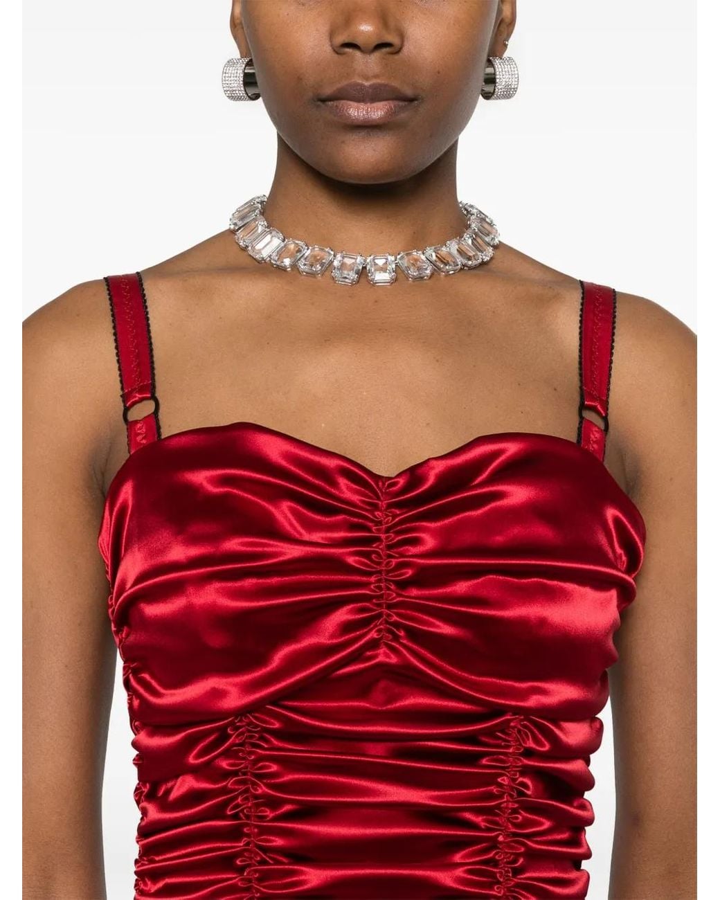 Dolce & Gabbana Red Draped Satin Minidress