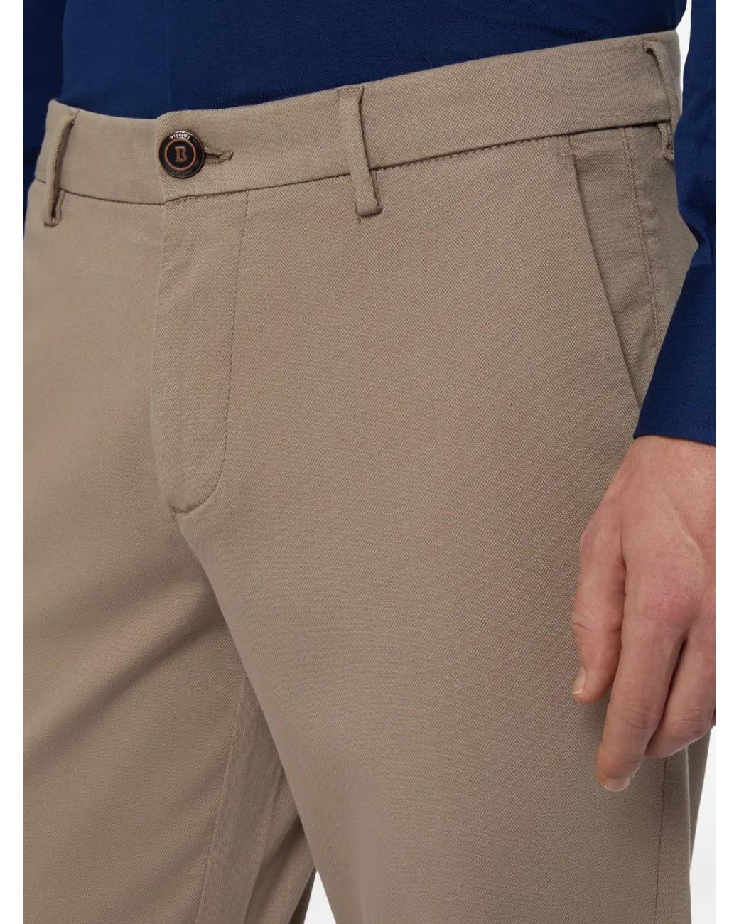 Boggi Gray Stretch Cotton/Tencel Trousers for men