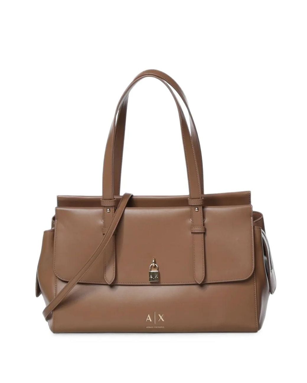 ARMANI EXCHANGE Brown Padlock-Detail Shoulder Bag