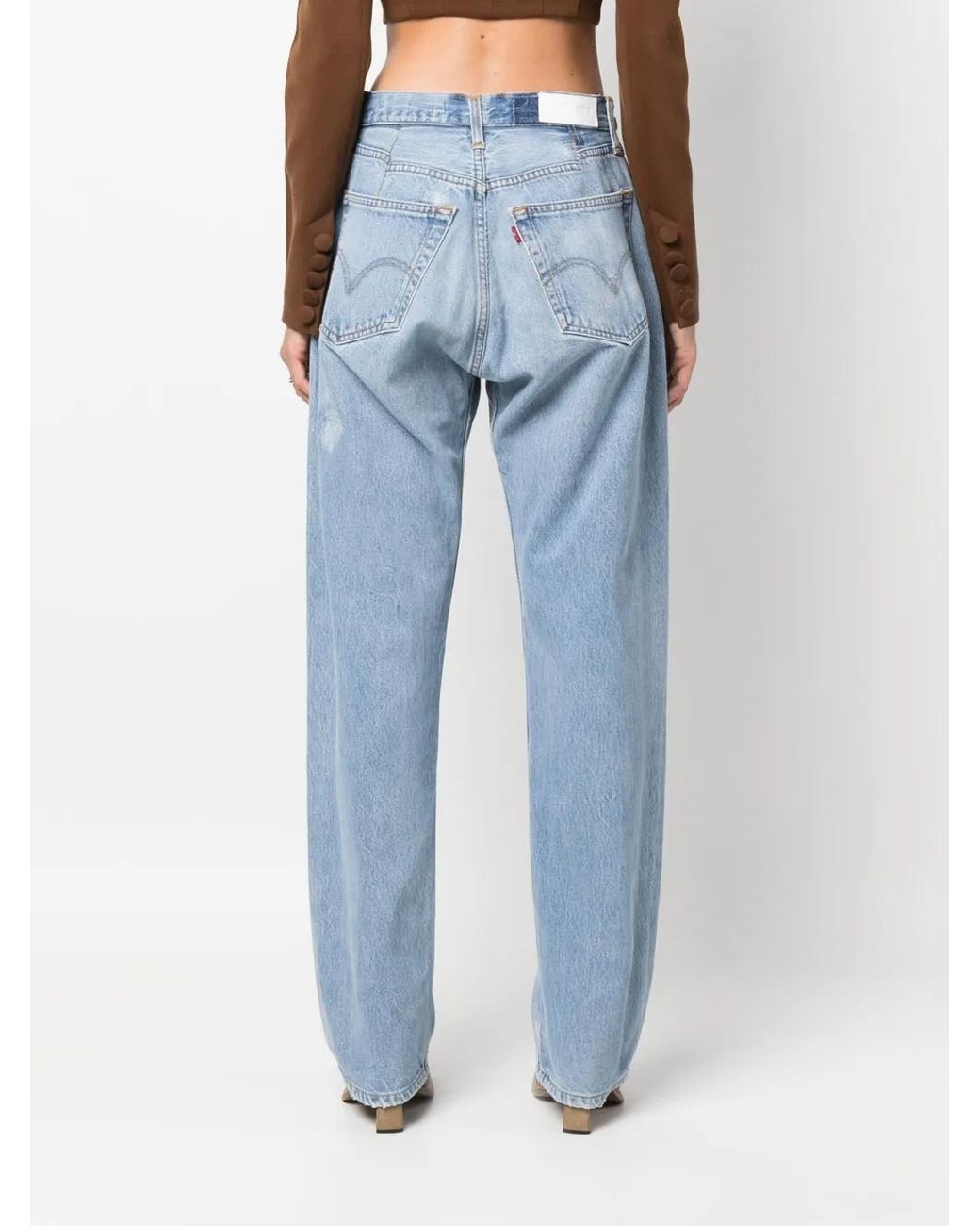 Re/done Blue 90S Faded Straight-Leg Jeans