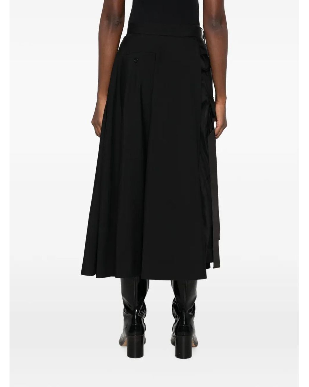 Sacai Black Belted Cargo Midi Skirt