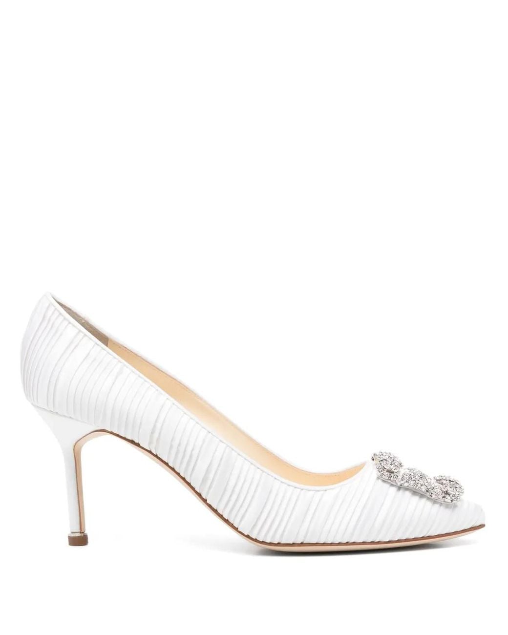 Manolo Blahnik White 70Mm Hangisi Pumps