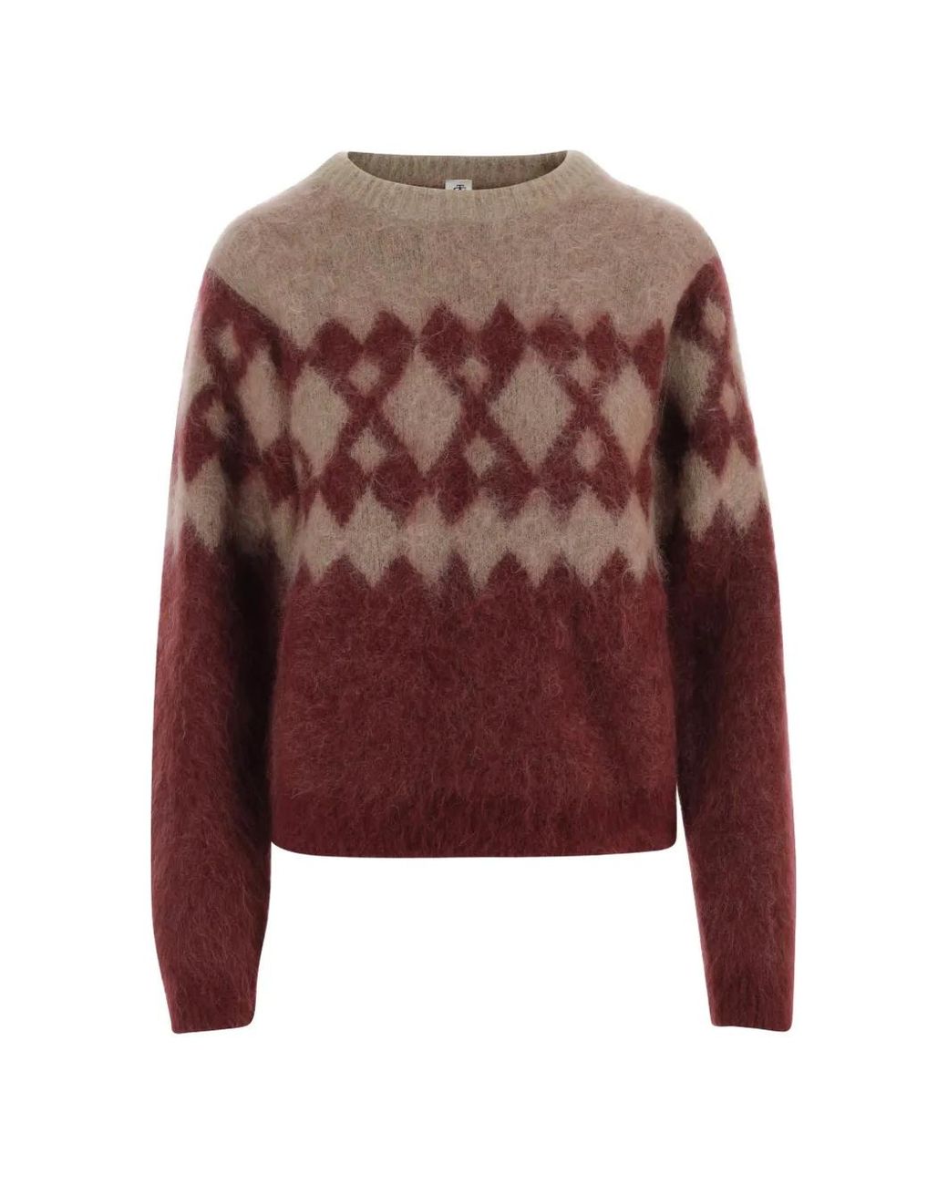THE GARMENT Red Roma Argyle Mohair-Blend Sweater